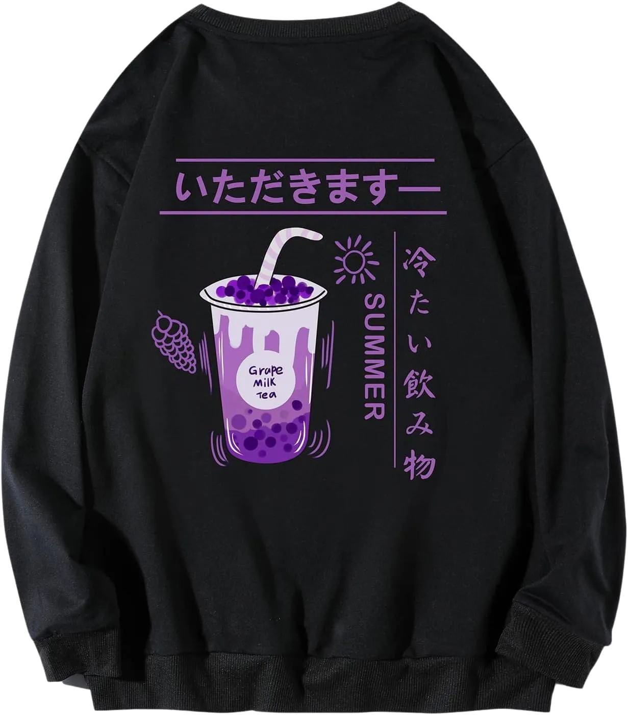 WDIRARA Men's Casual Letter Graphic Print Long Sleeve Crewneck Sweatshirt Tops