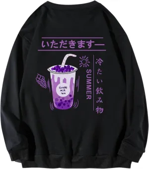 WDIRARA Men's Casual Letter Graphic Print Long Sleeve Crewneck Sweatshirt Tops
