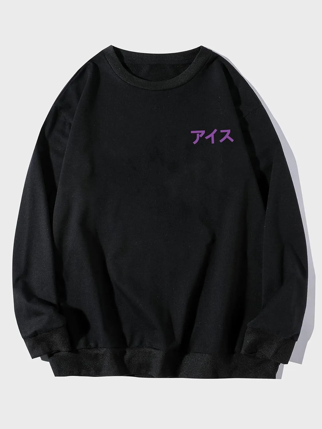 WDIRARA Men's Casual Letter Graphic Print Long Sleeve Crewneck Sweatshirt Tops