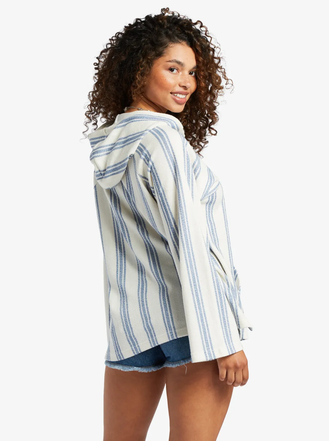 Wild And Free Poncho Style Hoodie - Bayside Stripe