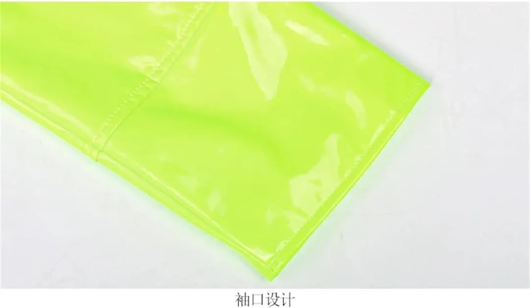 Women Sashes Designer Clothes Long Oversized Bright Green Pink Patent Leather Trench Coat