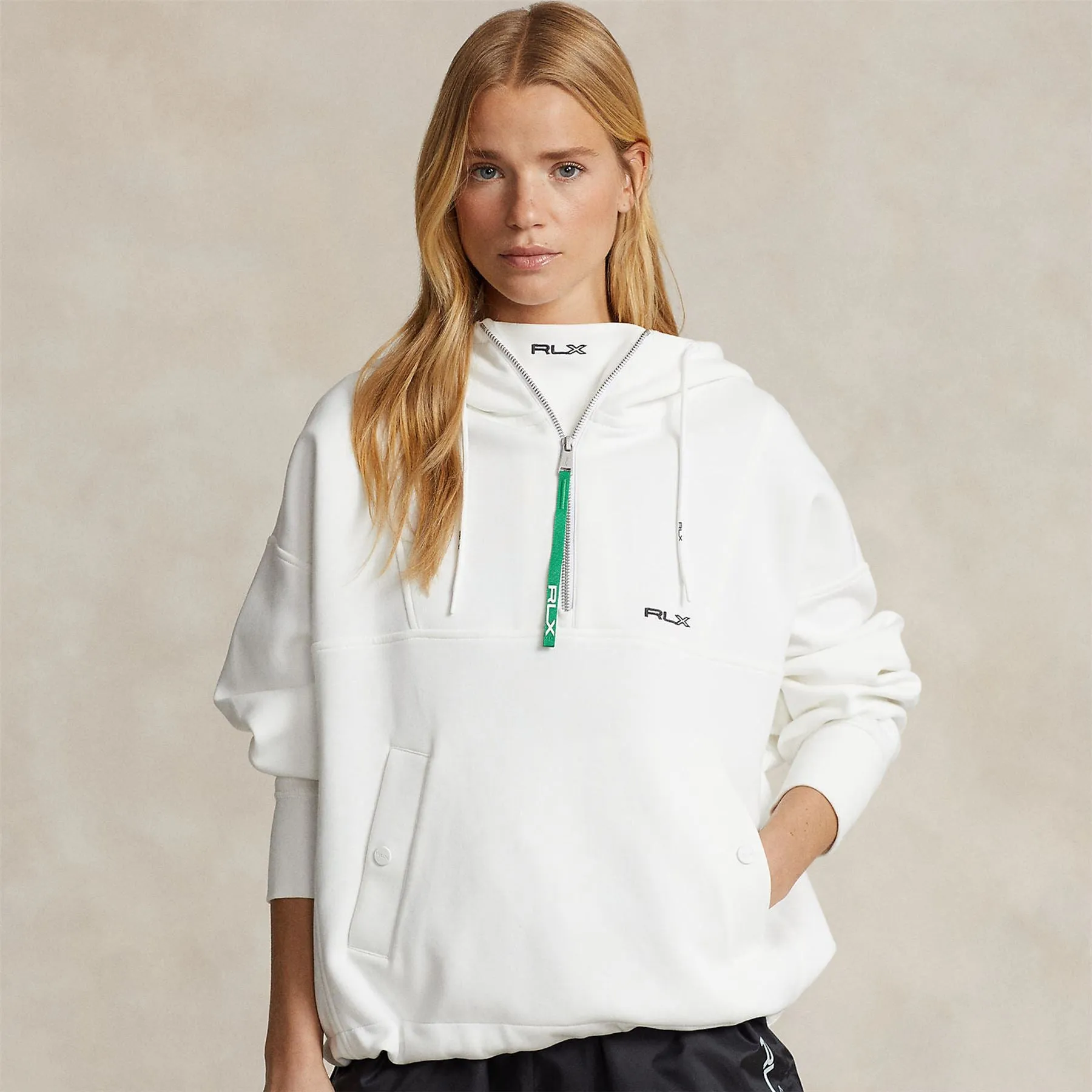 Womens Hybrid Half Zip Paper White - SS24