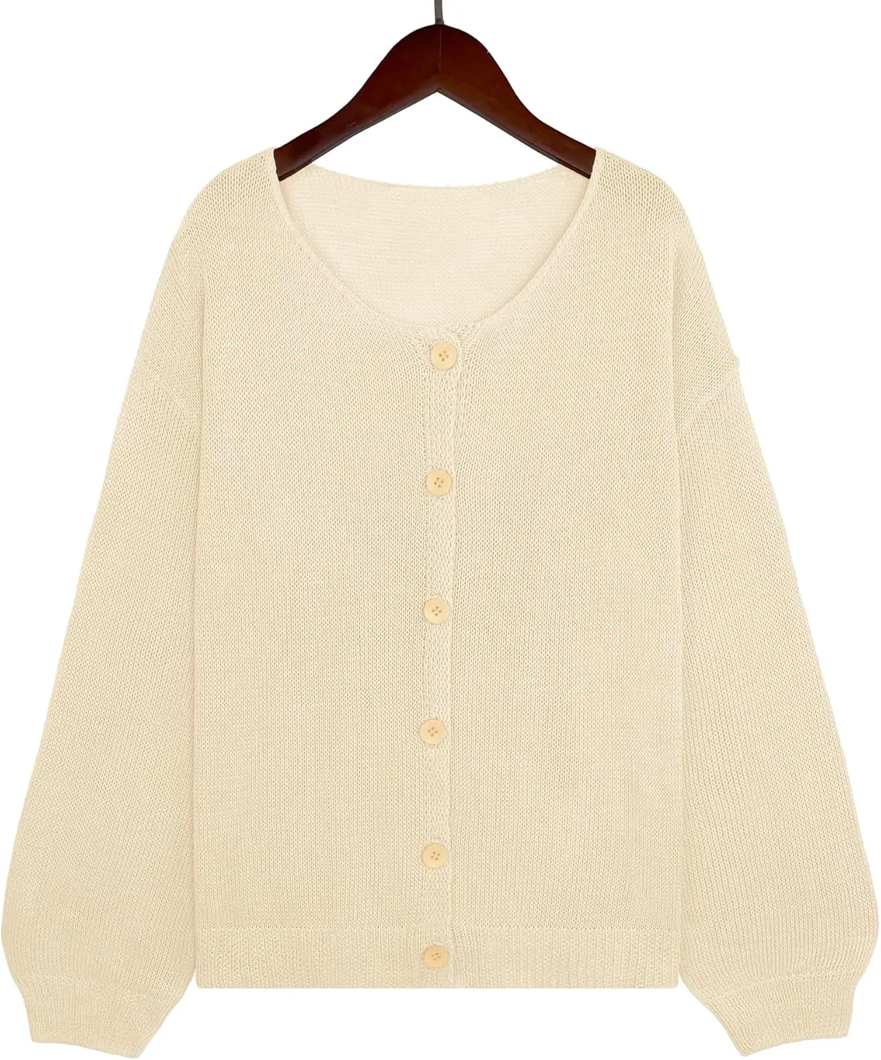 Womens Oversized Lightweight Sheer Button Cardigan Spring 2025 Trendy Solid Ribbed Knit Long Sleeve Thin Sweater