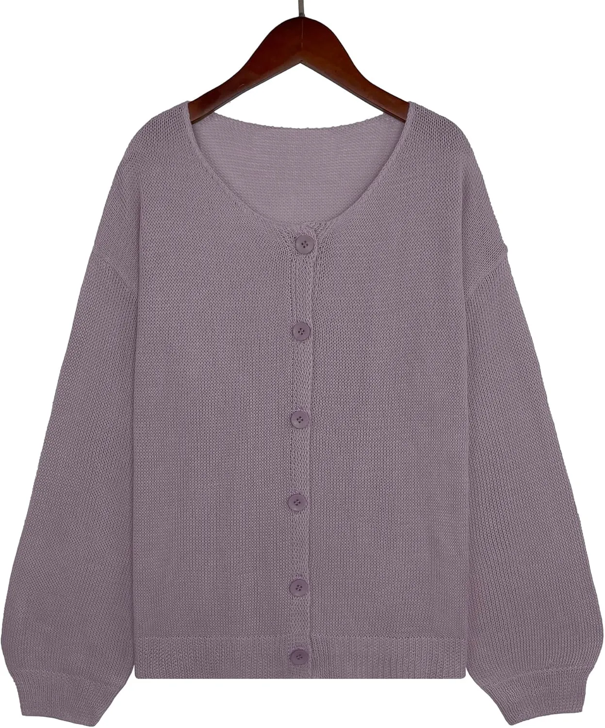 Womens Oversized Lightweight Sheer Button Cardigan Spring 2025 Trendy Solid Ribbed Knit Long Sleeve Thin Sweater