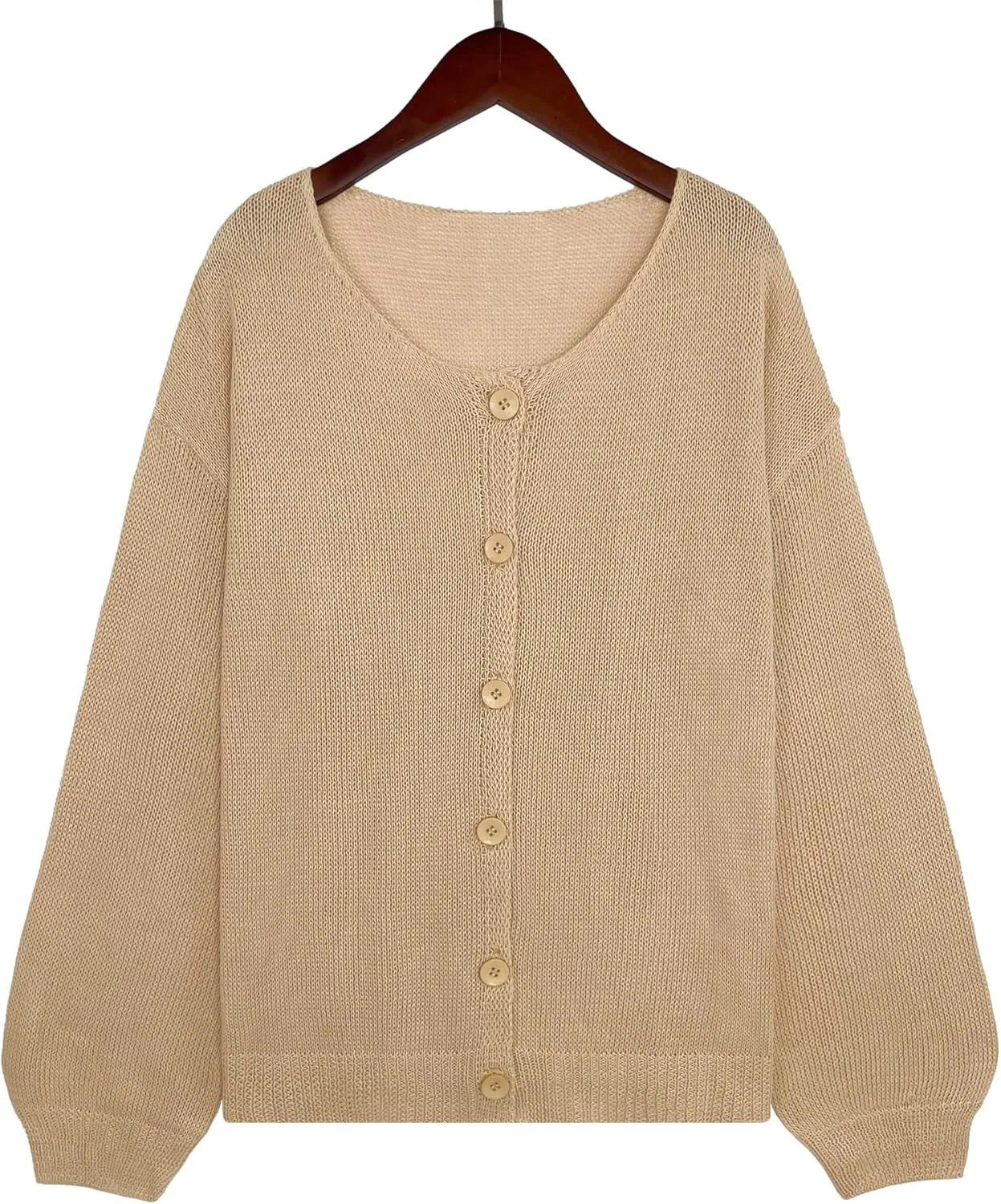 Womens Oversized Lightweight Sheer Button Cardigan Spring 2025 Trendy Solid Ribbed Knit Long Sleeve Thin Sweater